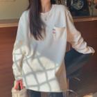 Long-sleeve Pocketed T-shirt White - One Size