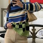 Mock Neck Printed Loose-fit Sweater