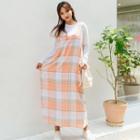 Plaid H-line Linen Pinafore Dress