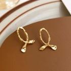 Sterling Silver Ribbon Ear Stud 1 Pair - Gold - One Size
