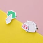 Non-matching 925 Sterling Silver Pig & Vegetable Earring As Shown In Figure - One Size