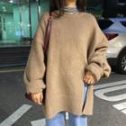 Long Sleeve Plain Sweater Camel - One Size