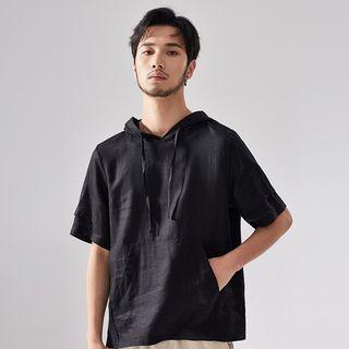 Short-sleeve Linen Hoodie