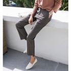 Glen-plaid Straight Dress Pants