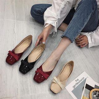 Square-toe Bow-accent Patent Flats
