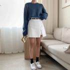 Inset Shorts Slit-front Mini Skirt With Belt