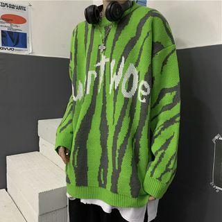 Round Neck Lettering Print Sweater