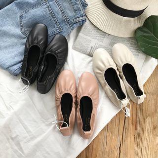 Faux Leather Circle Toe Flats