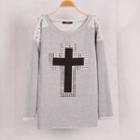 Cross Rhinestone Long Pullover