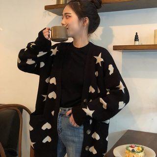 Patterned Long Cardigan As Shown In Figure - One Size