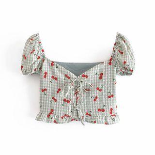 Short-sleeve Cherry Crop Top