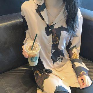 Print Lapel Collar Shirt