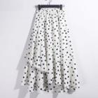 Dotted Lettering Midi A-line Skirt White - 58-96cm