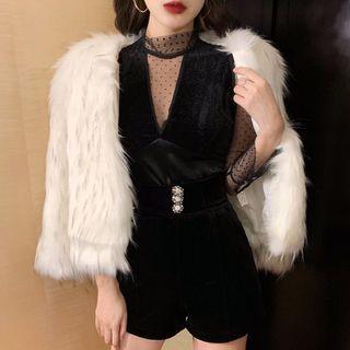 Mesh Top + High-waist Shorts