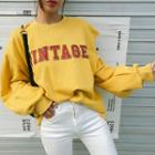 Vintage Letter Cutout Sweatshirt