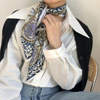 Zodiac Print Silk Scarf Blue - 65x65cm - O301