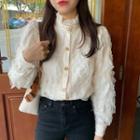 Stand Collar Embroidered Lace Blouse