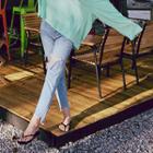Cut-out Trim Washed Straight-cut Jeans