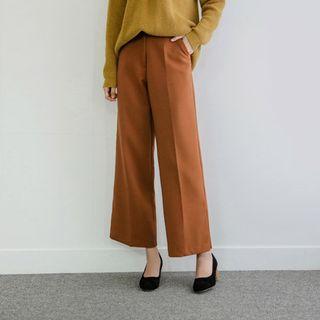 Slit-hem Wide-leg Dress Pants