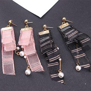 Faux-pearl Mesh Drop Earrings