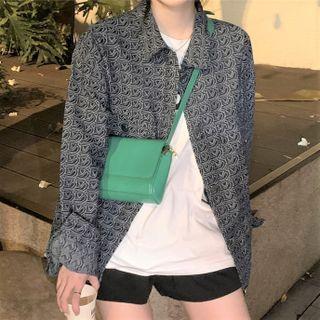 Patterned Shirt Jacket Blue - One Size