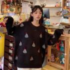 Printed Pompom Sweater