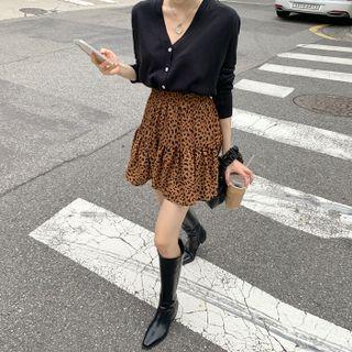 Leopard Tiered Miniskirt With Inset Shorts