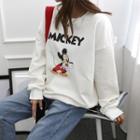 Round Neck Mickey Mouse Print Sweatshirt