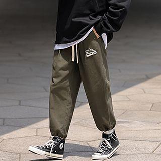 Drawstring Cuff Embroidered Sweatpants