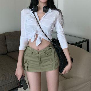 Long-sleeve Shirt / Mini Pencil Skort