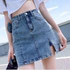 Slit Jeans Skirt