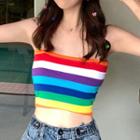 Spaghetti Strap Rainbow Stripe Top Stripes - Multicolour - One Size