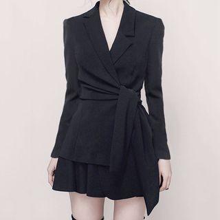 Set: Tie-waist Blazer + Mini A-line Skirt