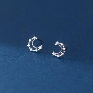 Moon Rhinestone Sterling Silver Earring 1 Pair - Silver - One Size