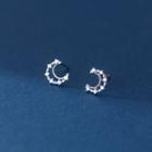 Moon Rhinestone Sterling Silver Earring 1 Pair - Silver - One Size