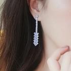 Non-matching Rhinestone Arrow Dangle Earring 1 Pair - Silver - One Size