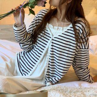 Long-sleeve Stripe Knit Cardigan