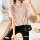 Short-sleeve Beaded T-shirt