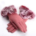 Furry Trim Touch Screen Gloves