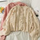 Rose-accent Cable-knit Cardigan In 5 Colors