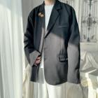 Floral Embroidered Single-breasted Blazer