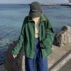 Letter Embroidered Zip-up Jacket