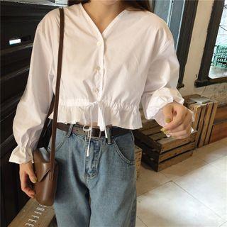 Bell-sleeve Cropped Blouse