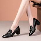 Block-heel Faux Leather Loafers