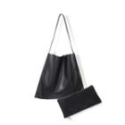 Faux-leather Shopper Bag With Pouch