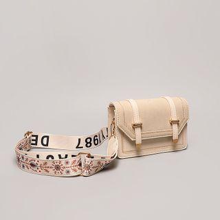 Set Of 2: Wide Strap Flap Crossbody Bag