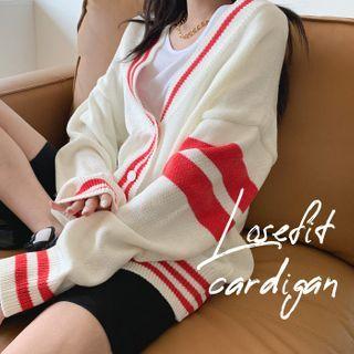 V-neck Oversized Piped Cardigan