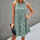 Sleeveless Dotted Tiered A-line Dress