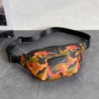 Camo Faux Leather Sling Bag Camouflage - Red & Yellow & Green - One Size