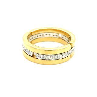 18k Yellow & White Gold 2 Tones Colors Flexible Ring Set With Diamond 5.75